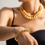 Youthway Golden Copper Bead Bracelet Wedding Jewelry Women
