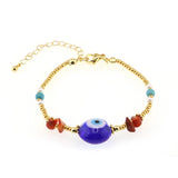Go2boho Evil Eye Bracelet Golden Beaded Chain Jewelry Gift for Women