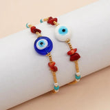 Go2boho Evil Eye Bracelet Golden Beaded Chain Jewelry Gift for Women