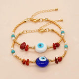 Go2boho Evil Eye Bracelet Golden Beaded Chain Jewelry Gift for Women
