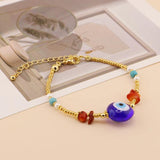 Go2boho Evil Eye Bracelet Golden Beaded Chain Jewelry Gift for Women