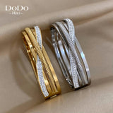 316L Stainless Steel Vintage Crystal Bracelets Bangles for Women Cuff Bracelet