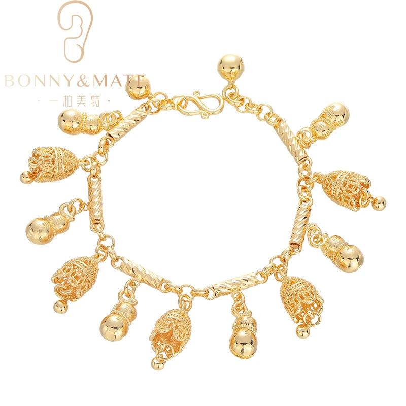 18k Plated Charm Bracelet with Bell Pendant