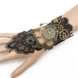 Vintage Gothic Steampunk Gears Back Hand Lace Bracelet