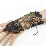 Vintage Gothic Steampunk Gears Back Hand Lace Bracelet
