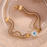 Pearl Zircon Chain Bracelet 18K Plated Stainless Steel Women's Hand Bracelet