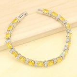 Green Yellow Zircon Dubai Silver Bracelet for Women