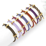 Adjustable Couple Red Rope Woven Bracelet Stainless Steel Jewelry