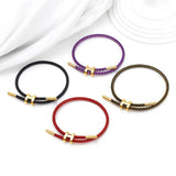 Adjustable Couple Red Rope Woven Bracelet Stainless Steel Jewelry
