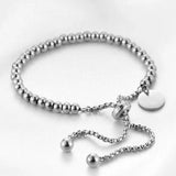 Stainless Steel Round Beads Bracelet for Women Retro Pulseras