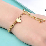 Stainless Steel Round Beads Bracelet for Women Retro Pulseras