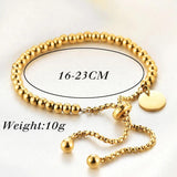 Stainless Steel Round Beads Bracelet for Women Retro Pulseras