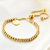 Stainless Steel Round Beads Bracelet for Women Retro Pulseras