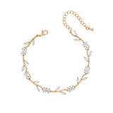 Leaf CZ Crystal Bridal Wedding Bracelet Gift for Mom