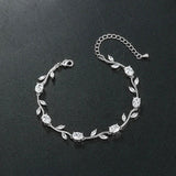 Leaf CZ Crystal Bridal Wedding Bracelet Gift for Mom