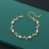 Leaf CZ Crystal Bridal Wedding Bracelet Gift for Mom