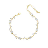 Leaf CZ Crystal Bridal Wedding Bracelet Gift for Mom