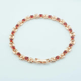 4mm Red/Green/White Stone Women Rose Bracelet Fold Over Clasp Hand Chain