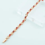 4mm Red/Green/White Stone Women Rose Bracelet Fold Over Clasp Hand Chain