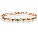4mm Red/Green/White Stone Women Rose Bracelet Fold Over Clasp Hand Chain