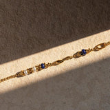Uworld Lapis Stone Seed Pearl Bracelet Stainless Steel Beads Bangle