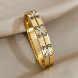 Crystal Zircon Stainless Steel Bowknot Bangles 18K Plate