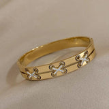 Crystal Zircon Stainless Steel Bowknot Bangles 18K Plate