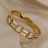 Crystal Zircon Stainless Steel Bowknot Bangles 18K Plate