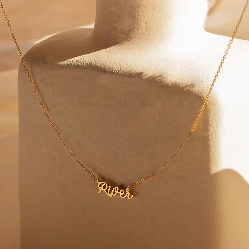 Personalized Name Pendant Necklace for Women Stainless Steel Couple Heart Charm