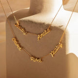 Personalized Name Pendant Necklace for Women Stainless Steel Couple Heart Charm