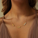 Personalized Name Pendant Necklace for Women Stainless Steel Couple Heart Charm