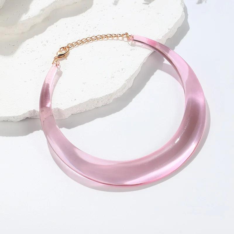 Resin Choker Necklace for Women Round Collar Kpop Goth Party Jewelry