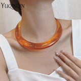 Resin Choker Necklace for Women Round Collar Kpop Goth Party Jewelry