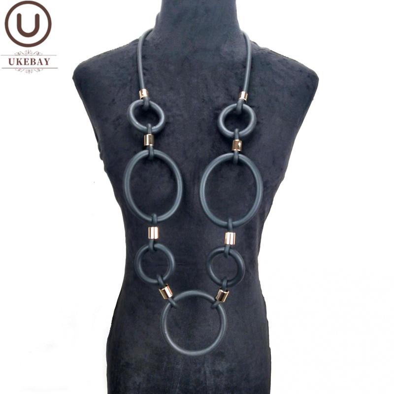 Rubber Jewelry Women Long Pendant Necklace Punk Style Clothes Accessories