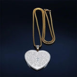 Catholic Bible Verse Cross Heart Necklace in Spanish