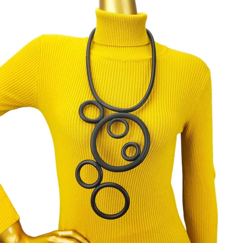 Silicone Necklace Women Punk Jewelry Circle Vintage Sweater Chain