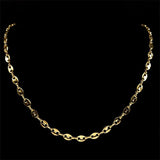 Hip Hop Coffee Bean Chain Necklace Silver Stainless Steel Punk