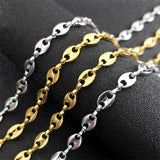 Hip Hop Coffee Bean Chain Necklace Silver Stainless Steel Punk