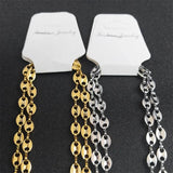 Hip Hop Coffee Bean Chain Necklace Silver Stainless Steel Punk