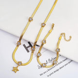 Crystal Blade Chain Bracelet Necklace Butterfly Set for Women