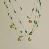Green Crystal Shell Pendant Necklace Stainless Steel Chain Jewelry Gift