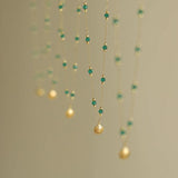 Green Crystal Shell Pendant Necklace Stainless Steel Chain Jewelry Gift