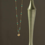 Green Crystal Shell Pendant Necklace Stainless Steel Chain Jewelry Gift