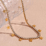 Star Pendant Zircon Necklace Waterproof Jewelry