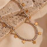 Star Pendant Zircon Necklace Waterproof Jewelry