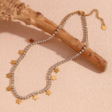 Star Pendant Zircon Necklace Waterproof Jewelry