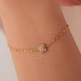 Stainless Steel Chain Bracelet with Cubic Zirconia - Golden