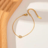 Stainless Steel Chain Bracelet with Cubic Zirconia - Golden