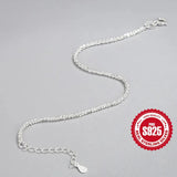 925 Silver Sparkling Lock Chain Bracelet Women Minimalist Jewelry 17+3cm