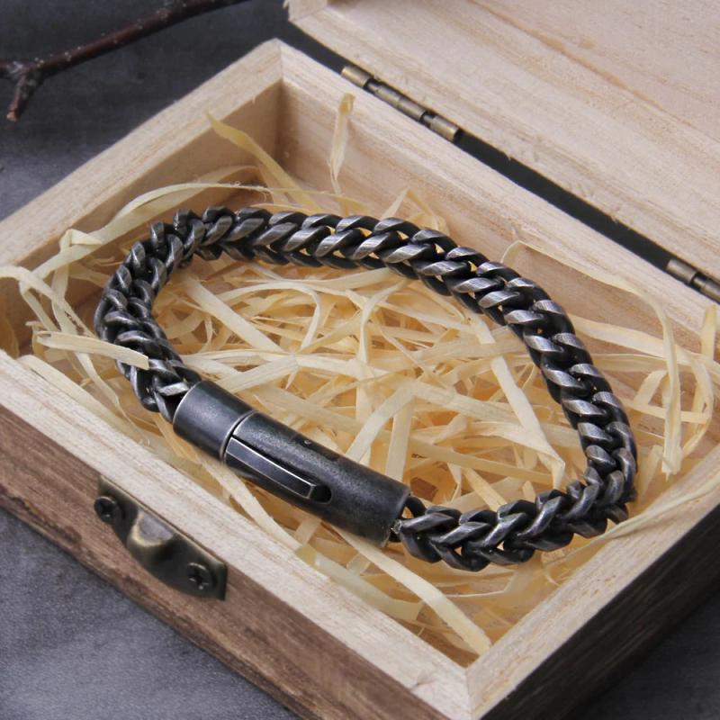 Vintage Chain Link Men Bracelet Punk Rock Stainless Steel Motorcycle Bracelets